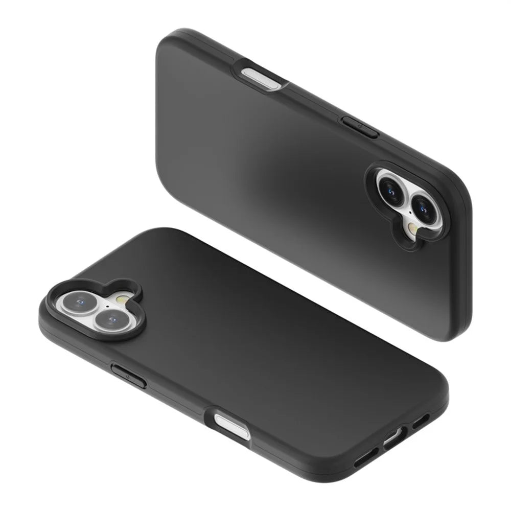 For iPhone 16 Case TPU + PC Matte Translucent Phone Back Cover - Black - 5