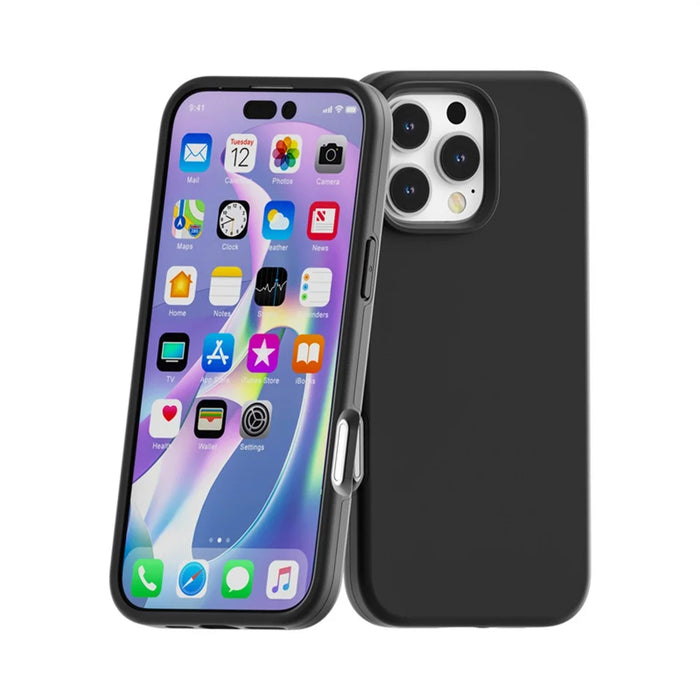 For iPhone 16 Pro Max Case TPU + PC Matte Translucent Phone Back Cover - Black - 6