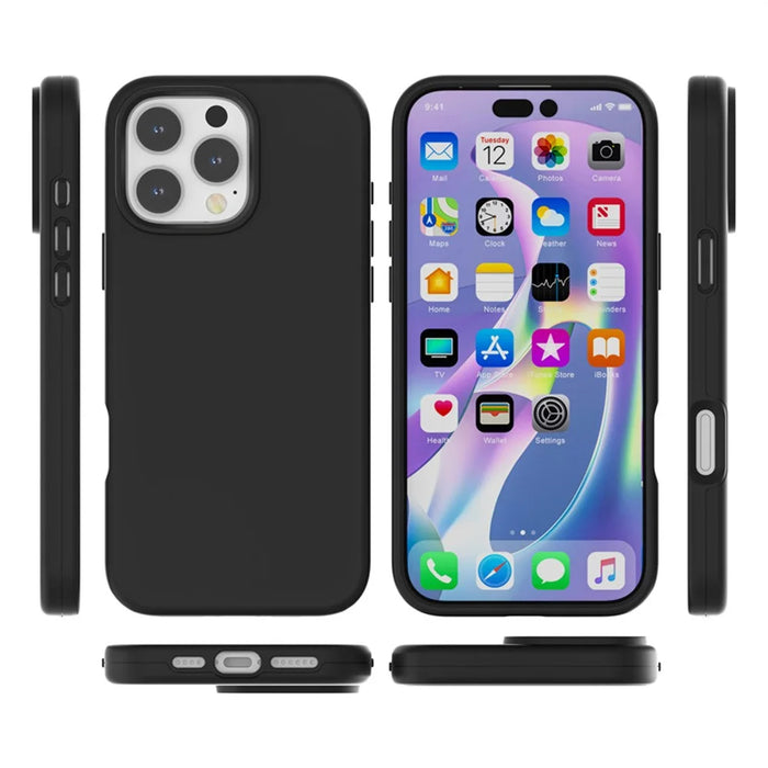 For iPhone 16 Pro Max Case TPU + PC Matte Translucent Phone Back Cover - Black - 7