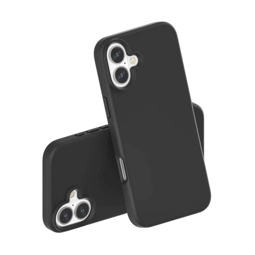 For iPhone 16 Plus Case TPU + PC Matte Translucent Phone Back Cover - Black - 6