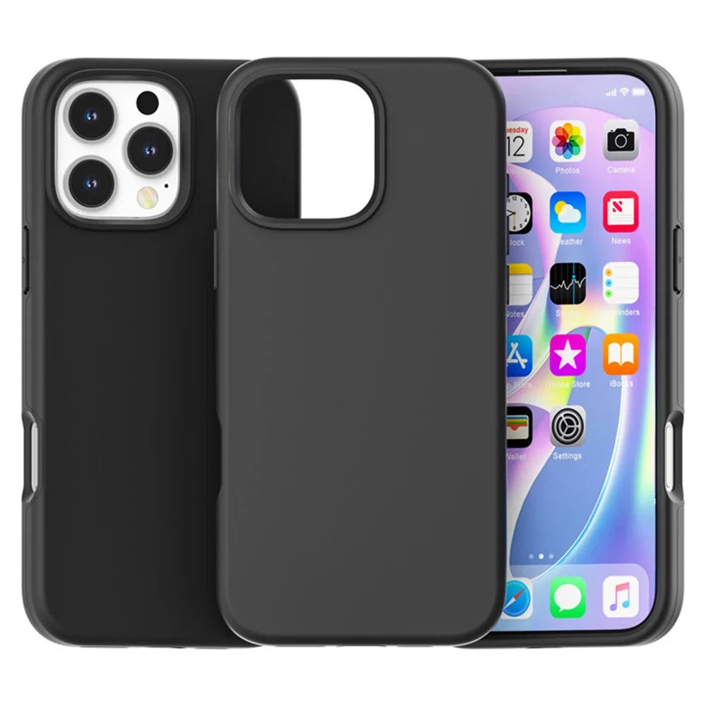 For iPhone 16 Pro Case TPU + PC Matte Translucent Phone Back Cover - Black - 1