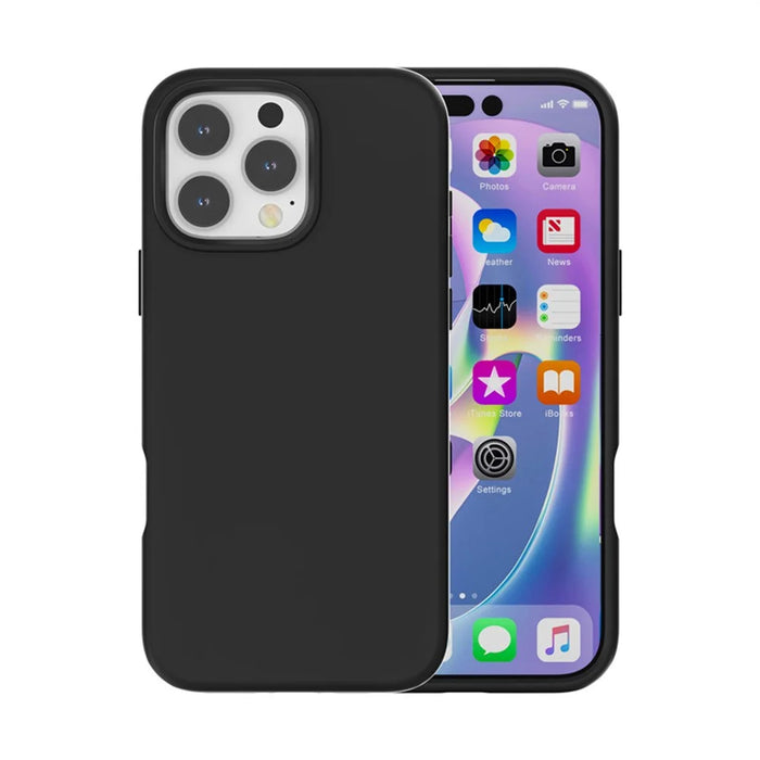 For iPhone 16 Pro Case TPU + PC Matte Translucent Phone Back Cover - Black - 2