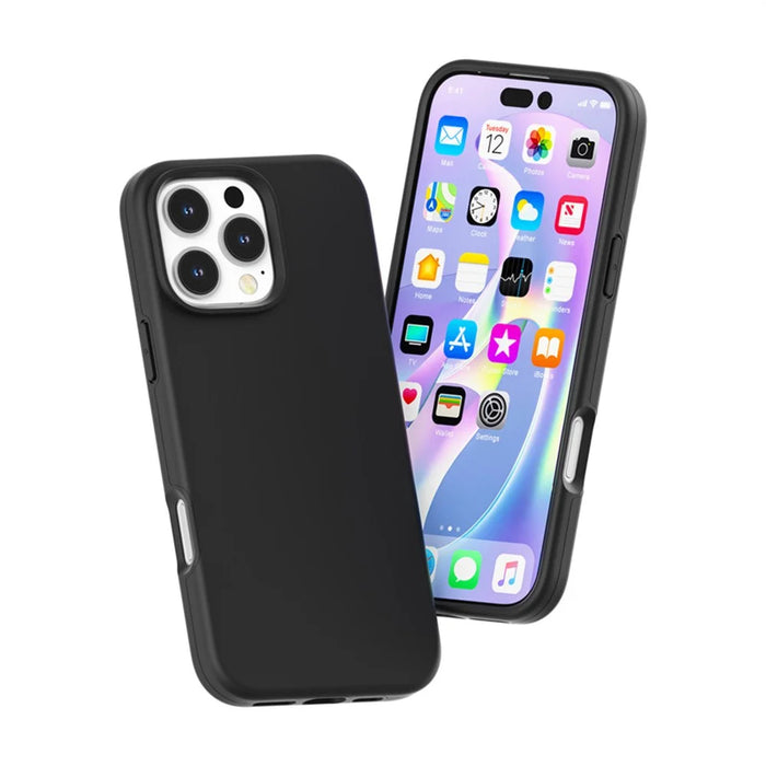 For iPhone 16 Pro Case TPU + PC Matte Translucent Phone Back Cover - Black - 4