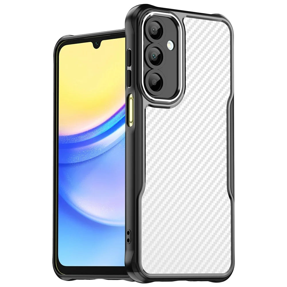 For Samsung Galaxy A16 5G / A16 4G Case Carbon Fiber Scratch-Resistant TPU+PC Phone Cover - Black - 1