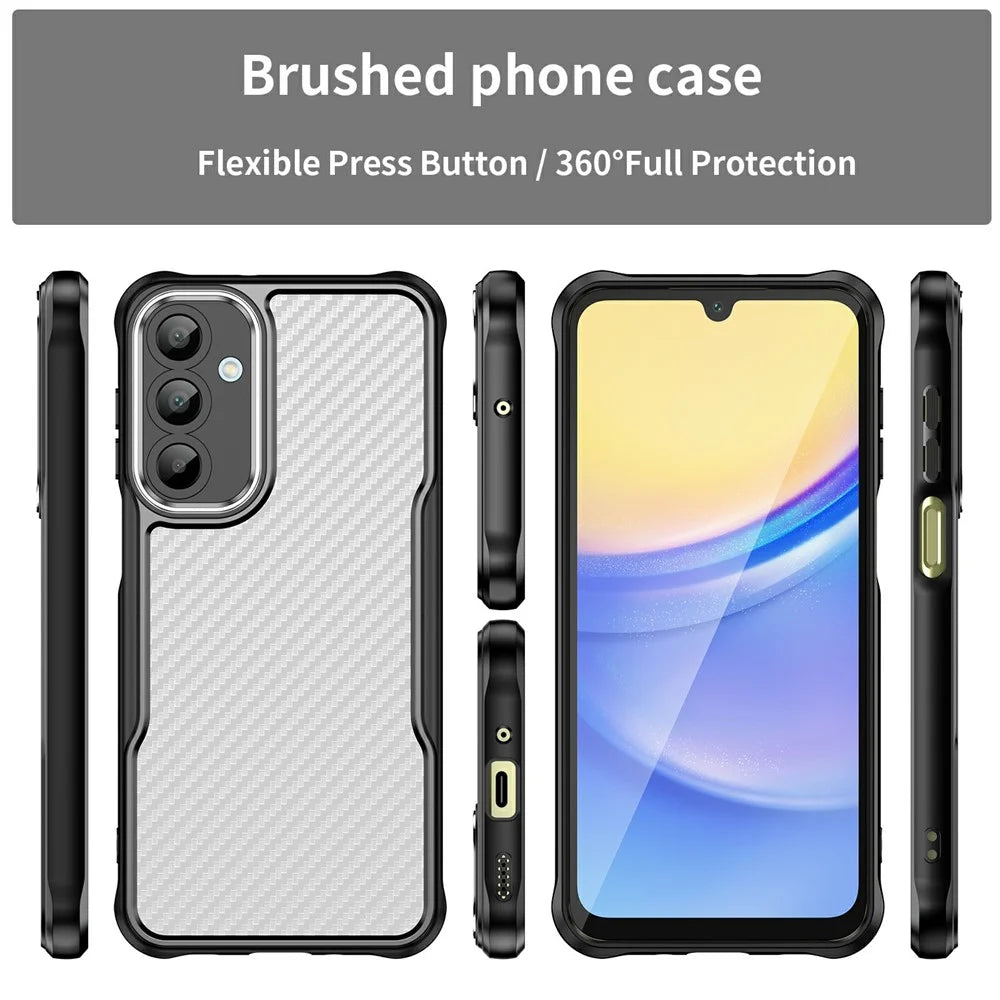 For Samsung Galaxy A16 5G / A16 4G Case Carbon Fiber Scratch-Resistant TPU+PC Phone Cover - Black - 3