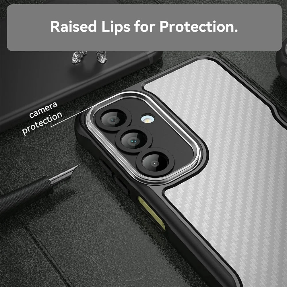 For Samsung Galaxy A16 5G / A16 4G Case Carbon Fiber Scratch-Resistant TPU+PC Phone Cover - Black - 6