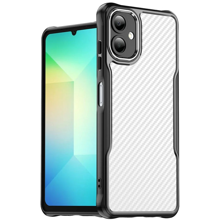 For Samsung Galaxy A06 4G Case Carbon Fiber Scratch-Resistant TPU+PC Phone Cover - Black - 1