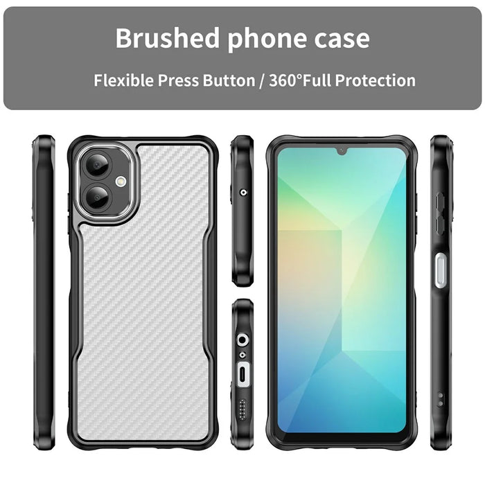 For Samsung Galaxy A06 4G Case Carbon Fiber Scratch-Resistant TPU+PC Phone Cover - Black - 3