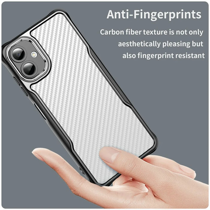 For Samsung Galaxy A06 4G Case Carbon Fiber Scratch-Resistant TPU+PC Phone Cover - Black - 5