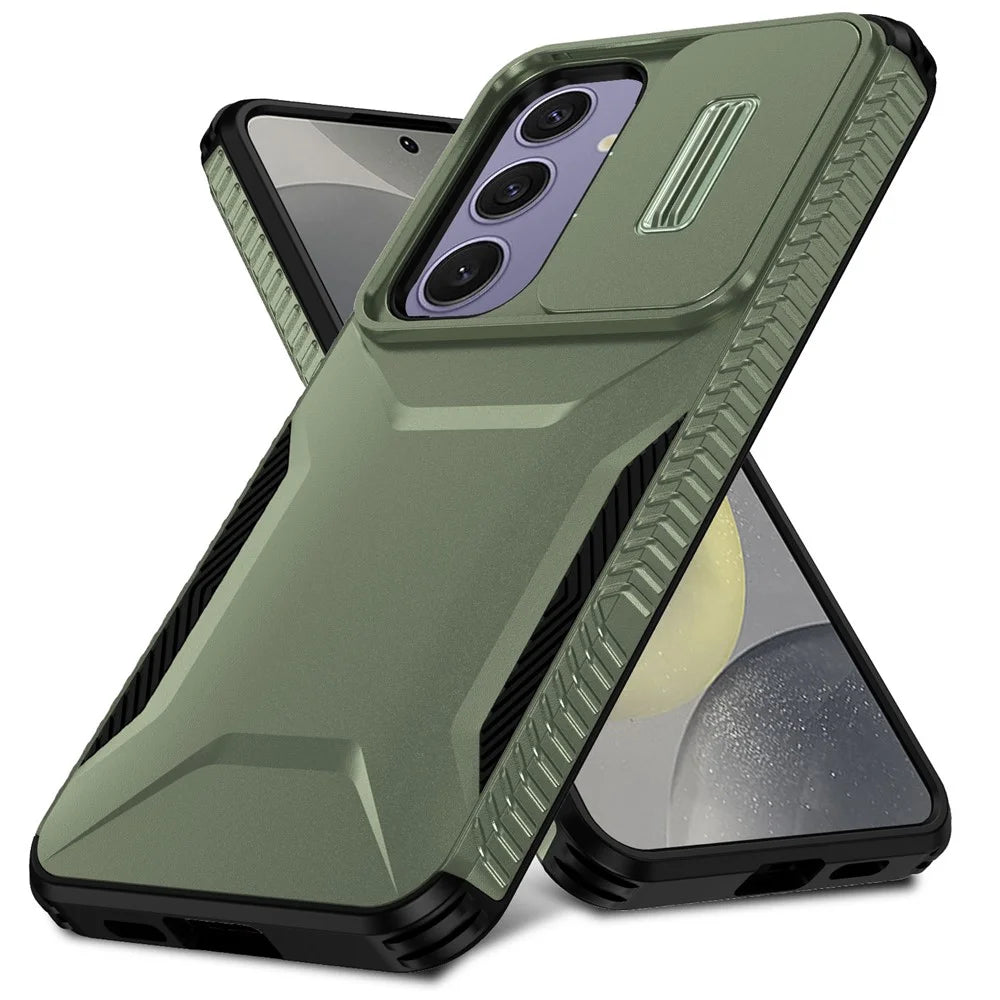 For Samsung Galaxy S24 FE Case Camshield TPU+PC Phone Cover Non-Slip Side Edge - Green - 2