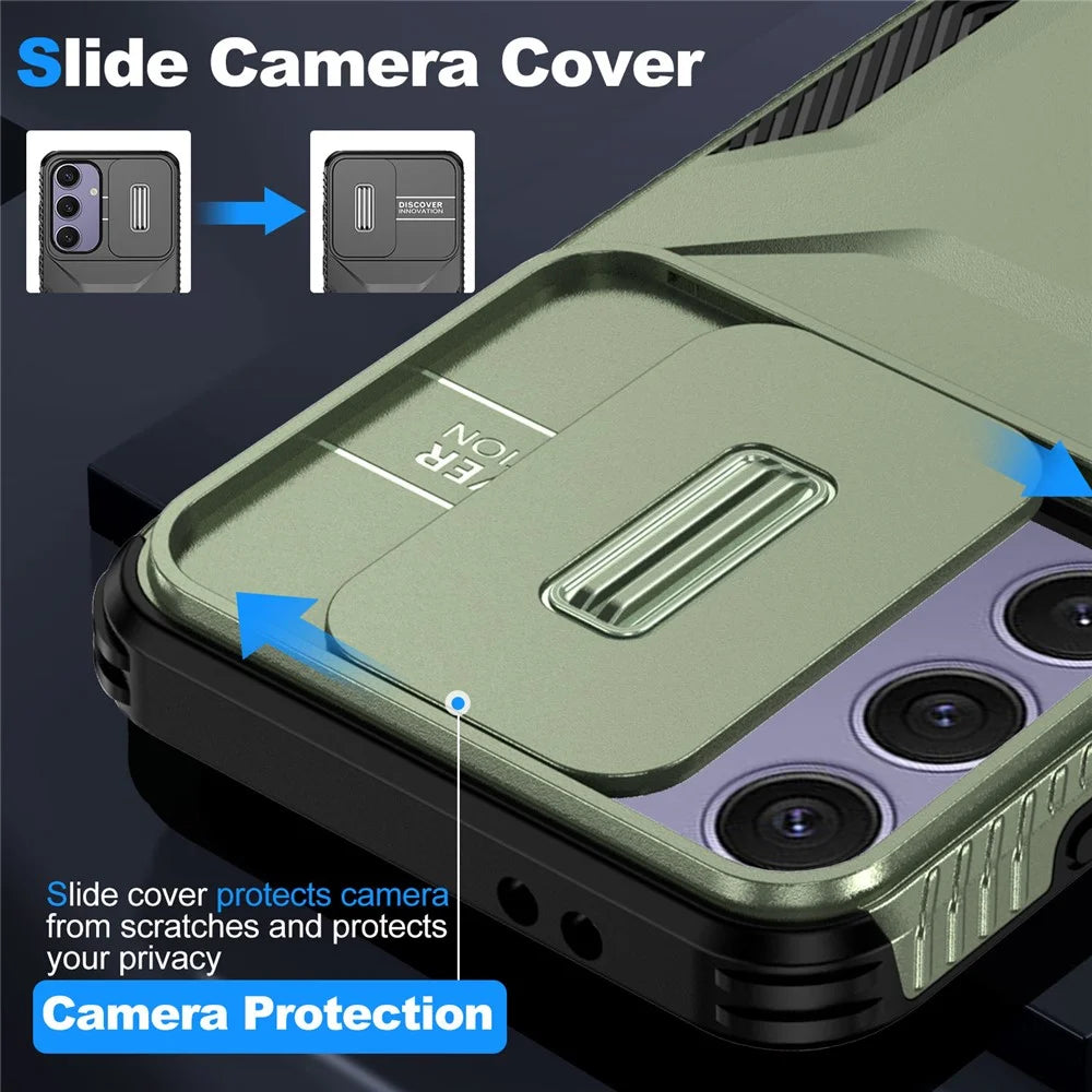 For Samsung Galaxy S24 FE Case Camshield TPU+PC Phone Cover Non-Slip Side Edge - Green - 7