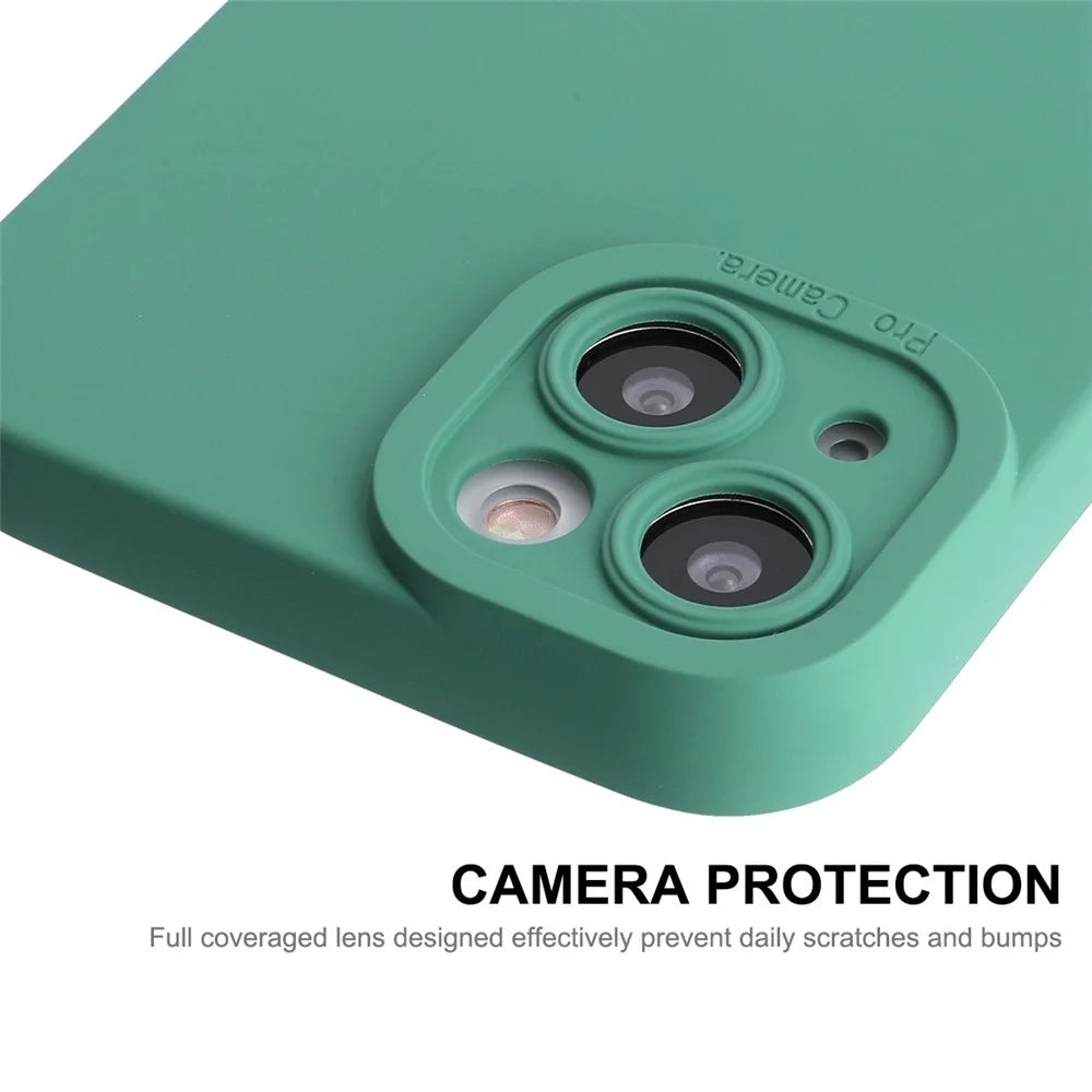 ENKAY HAT PRINCE For iPhone 14 Solid Color Liquid Silicone Anti-drop Case Camera Lens Precise Cutout Phone Back Cover - Blackish Green - 4
