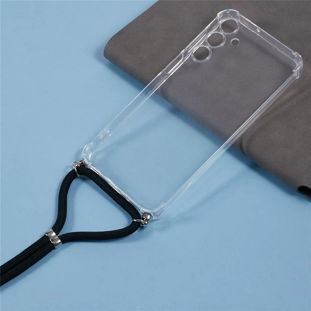 For Samsung Galaxy A16 5G / A16 4G Case Reinforced Corner TPU Clear Phone Cover with Lanyard - 3