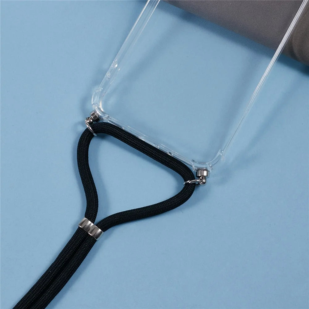 For Samsung Galaxy A16 5G / A16 4G Case Reinforced Corner TPU Clear Phone Cover with Lanyard - 5