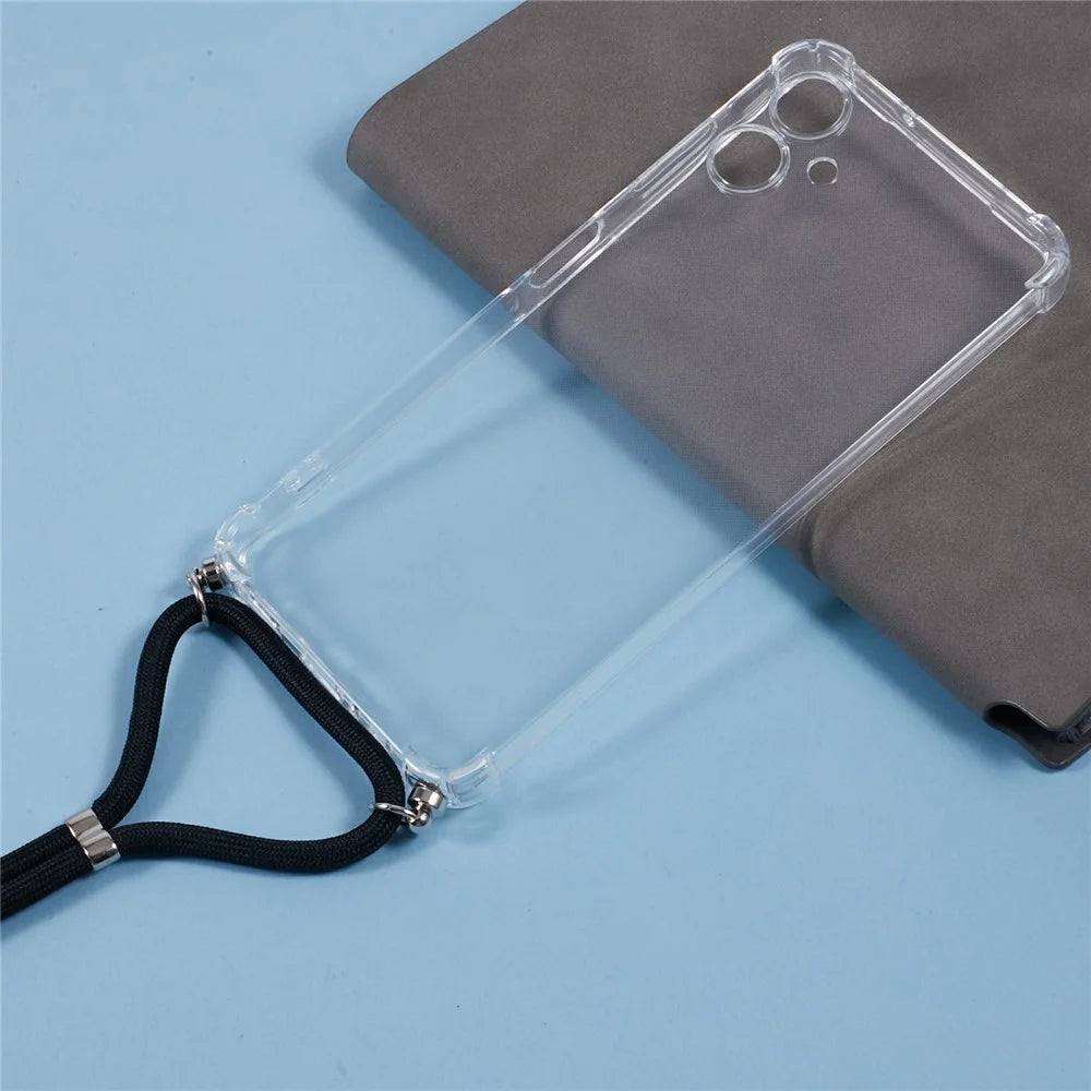 For Samsung Galaxy A06 4G Case Reinforced Corner TPU Clear Phone Cover with Lanyard - 3