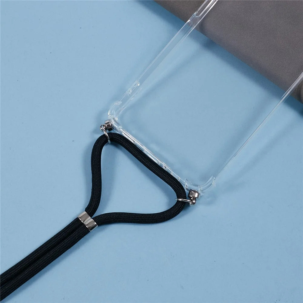 For Samsung Galaxy A06 4G Case Reinforced Corner TPU Clear Phone Cover with Lanyard - 4