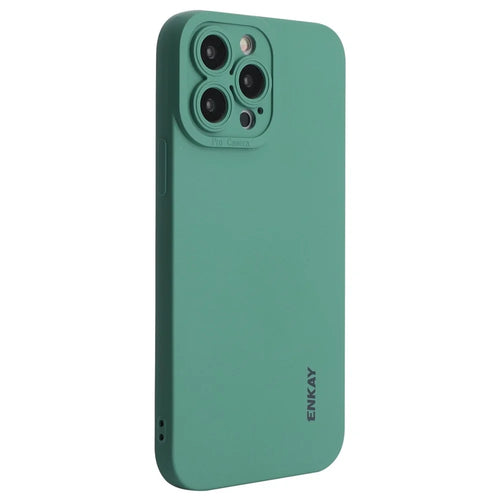 ENKAY HAT PRINCE For iPhone 14 Pro Liquid Silicone Flexible Anti-drop Case Solid Color Camera Lens Precise Cutout Phone Cover - Blackish Green - 1