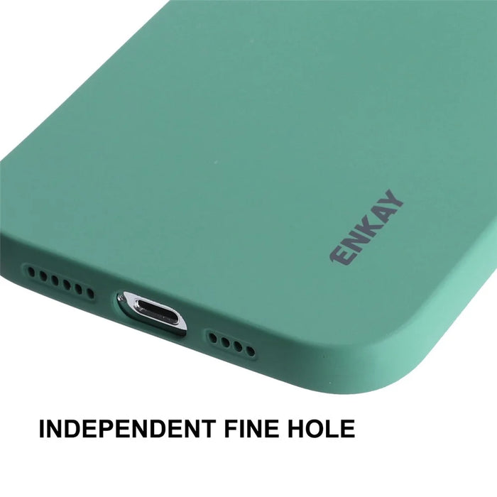 ENKAY HAT PRINCE For iPhone 14 Pro Max Camera Lens Precise Cutout Liquid Silicone Case Solid Color Phone Protective Cover - Blackish Green - 5