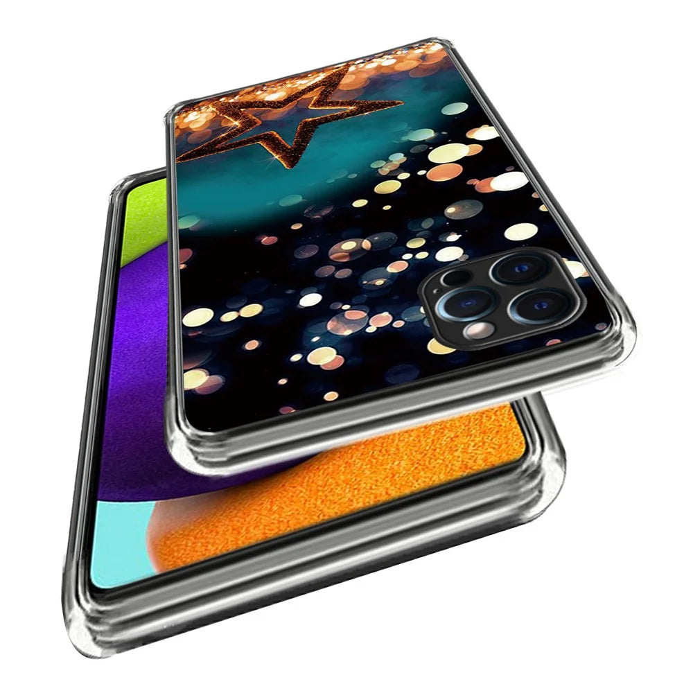 For iPhone 16 Pro Max Case Pattern Printed Shockproof TPU Phone Cover - Five-Pointed Star - 2