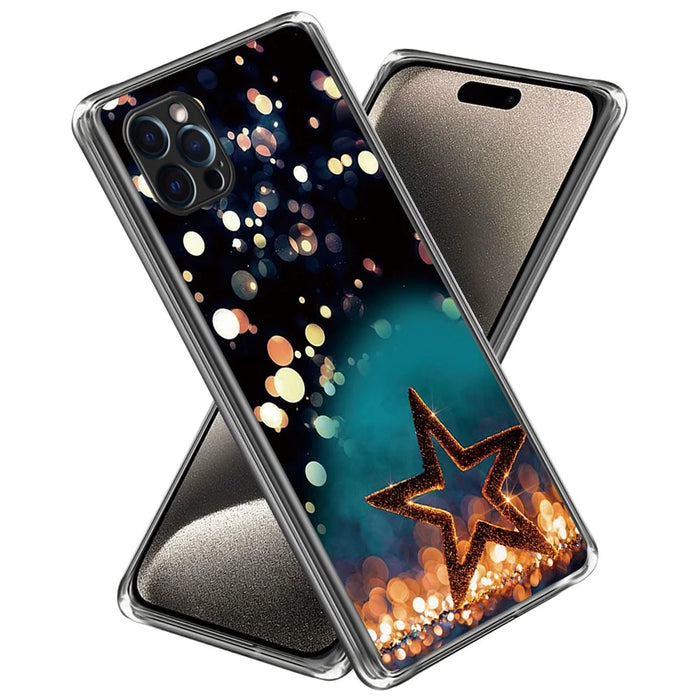 For iPhone 16 Pro Case Pattern Printed Shockproof TPU Phone Cover - Five-Pointed Star - 1