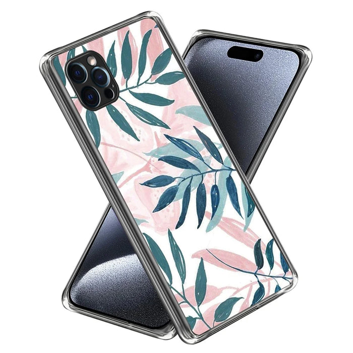 For iPhone 16 Pro Case Pattern Printed Shockproof TPU Phone Cover - Leaves - 1