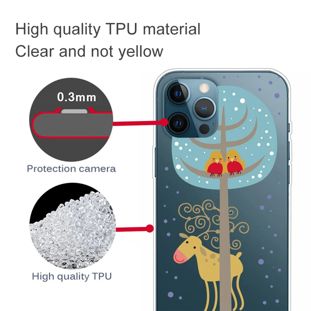 For iPhone 16 Pro Max Case Christmas Pattern Printing Soft TPU Phone Cover - Deer Under Tree - 3