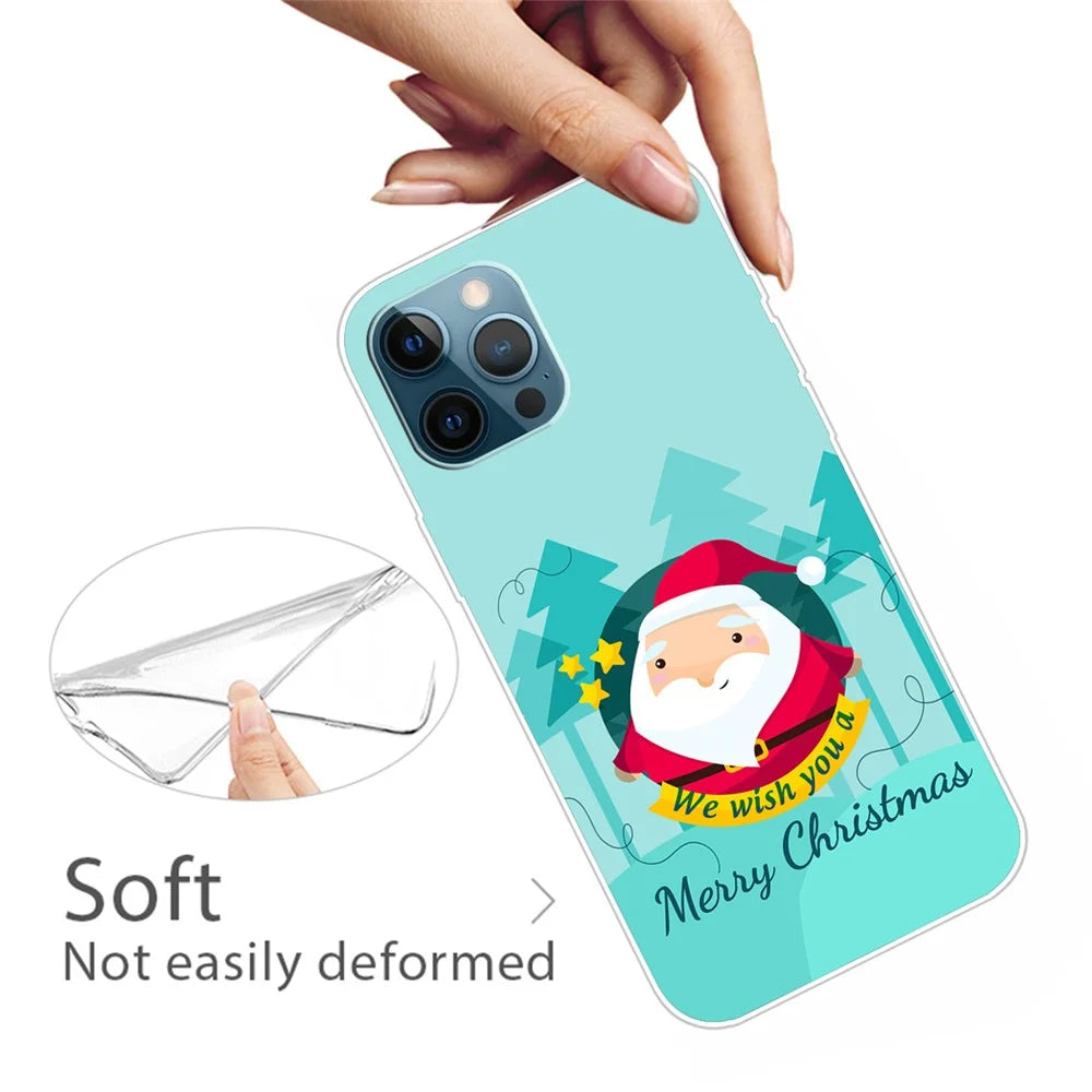 For iPhone 16 Pro Case Christmas Pattern Printing Soft TPU Phone Cover - Santa - 2