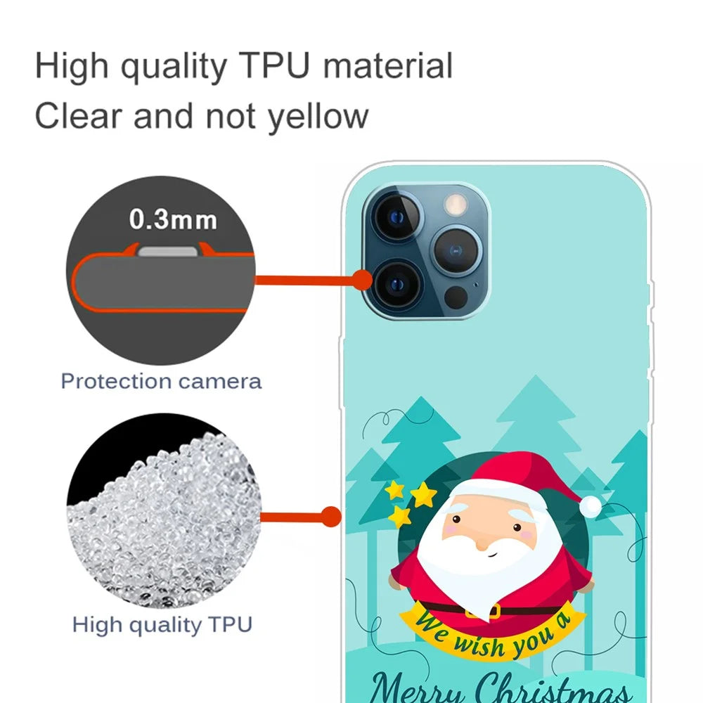 For iPhone 16 Pro Case Christmas Pattern Printing Soft TPU Phone Cover - Santa - 3