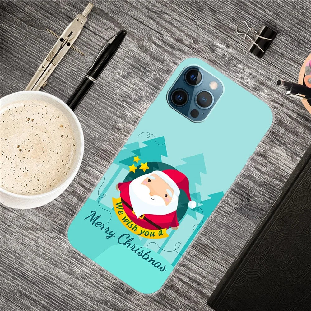 For iPhone 16 Pro Case Christmas Pattern Printing Soft TPU Phone Cover - Santa - 4