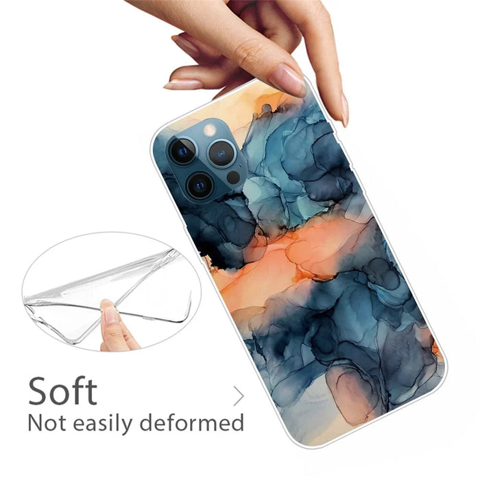 For iPhone 16 Pro Max Case Abstract Marble Pattern Printing TPU Phone Cover - Style A - 3