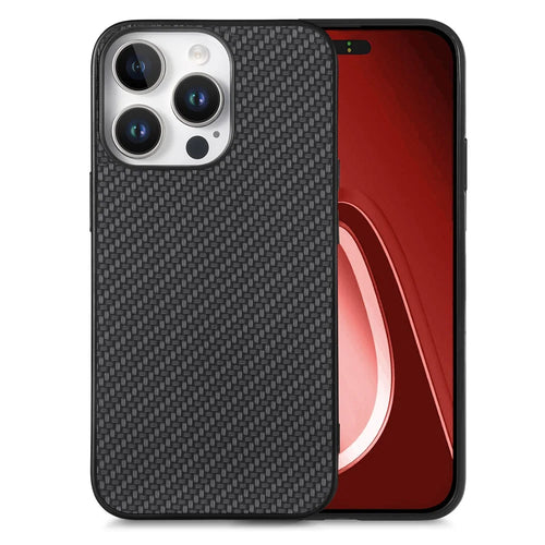 For iPhone 16 Pro Case Carbon Fiber Texture PU+PC+TPU Phone Cover - Black - 1