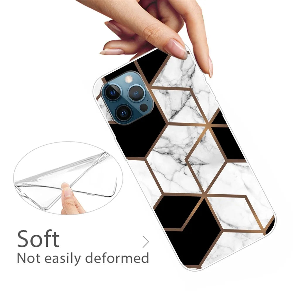 For iPhone 16 Pro Case Abstract Marble Pattern Printing TPU Phone Cover - Style A - 2