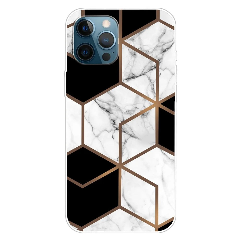 For iPhone 16 Pro Max Case Abstract Marble Pattern Printing TPU Phone Cover - Style A - 1