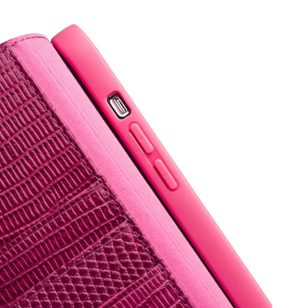 QIALINO For iPhone 14 Plus Genuine Leather Anti-drop Phone Case Crocodile Texture Stand Wallet Cover - 4