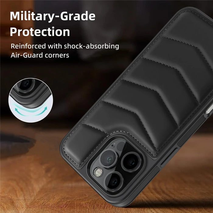 For iPhone 16 Pro Case Compatible with MagSafe RFID Blocking Card Slot Leather Back Cover - Black - 7