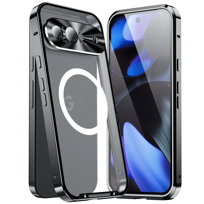For Google Pixel 9 Magnetic Case Metal Frame Matte Phone Cover - Black - 4