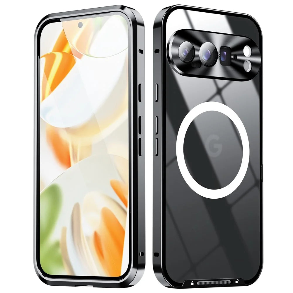 For Google Pixel 9 Pro Magnetic Case Metal Frame Matte Phone Cover - Black - 2