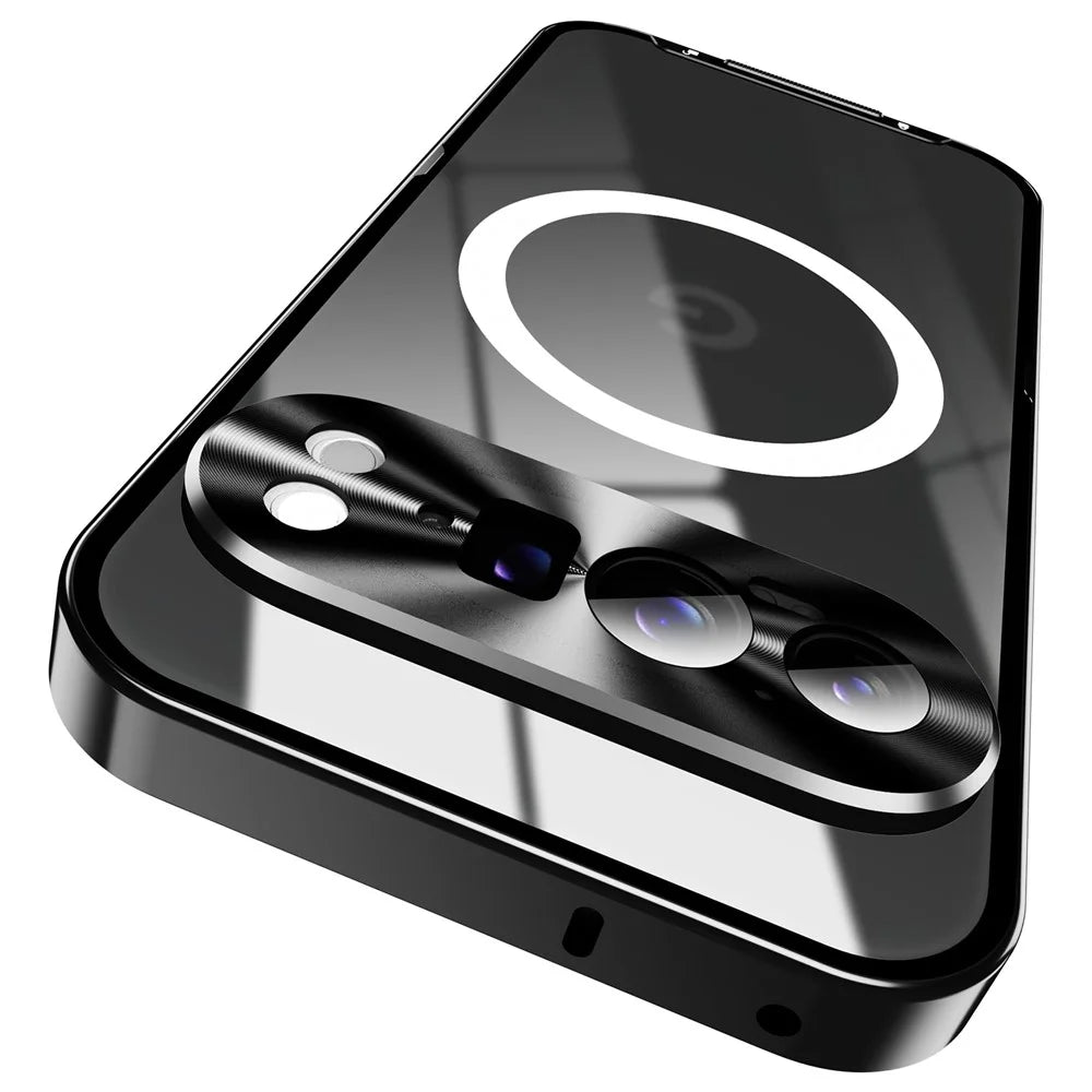 For Google Pixel 9 Pro Magnetic Case Metal Frame Matte Phone Cover - Black - 3