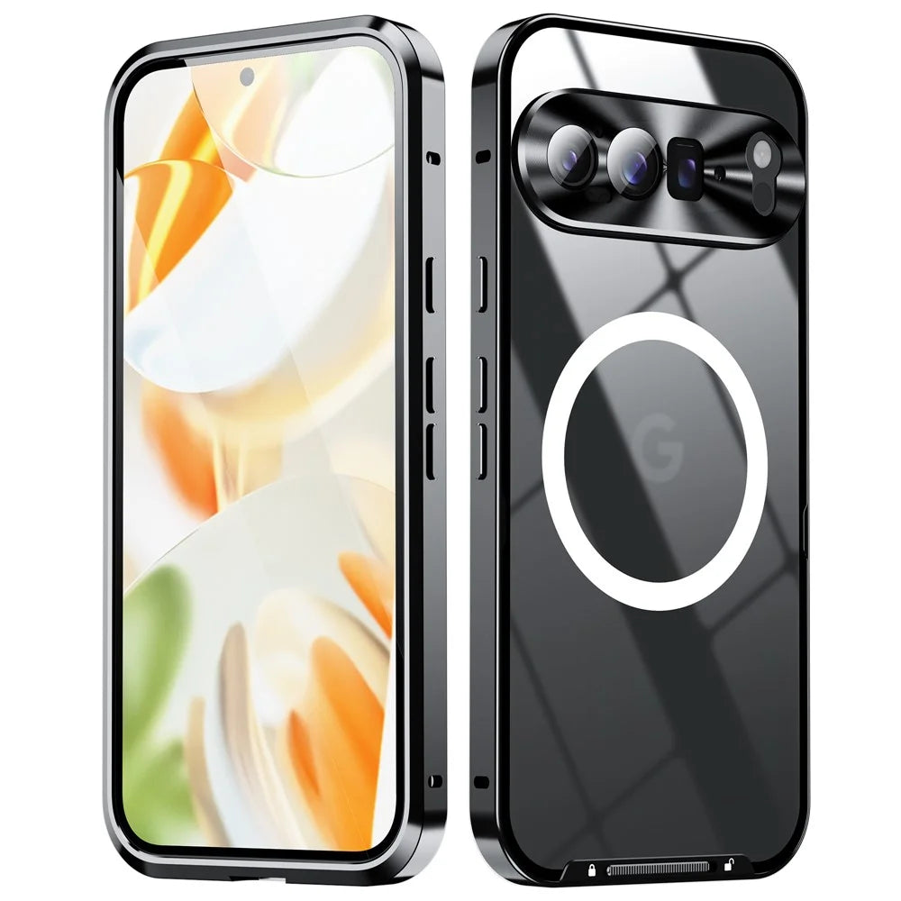 For Google Pixel 9 Pro XL Magnetic Case Metal Frame Matte Phone Cover - Black - 2