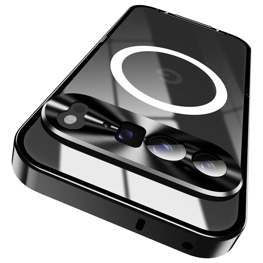 For Google Pixel 9 Pro XL Magnetic Case Metal Frame Matte Phone Cover - Black - 3