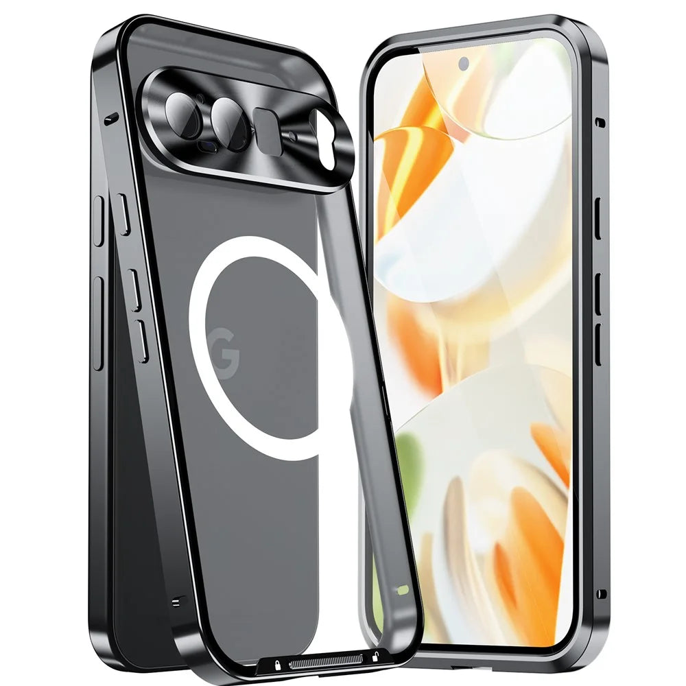 For Google Pixel 9 Pro XL Magnetic Case Metal Frame Matte Phone Cover - Black - 4