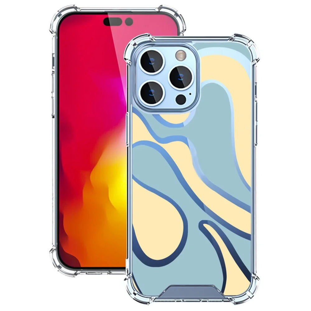 For iPhone 16 Pro Case Colorful Wave Pattern Printing Soft TPU+PC Phone Cover - Style E - 1