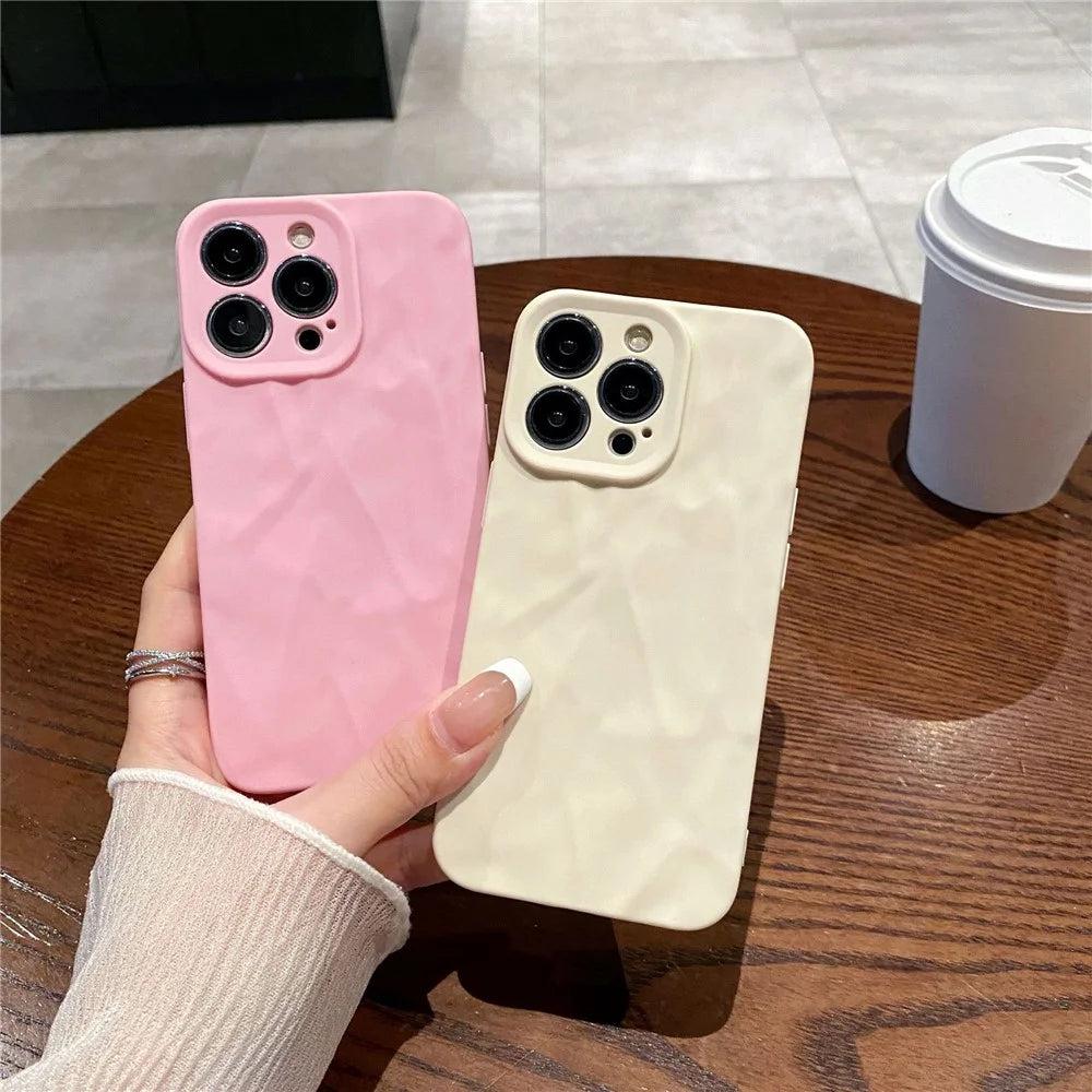 For iPhone 16 Pro Case Wrinkle Texture Matte Soft TPU Protective Phone Cover - Wine Red - 5
