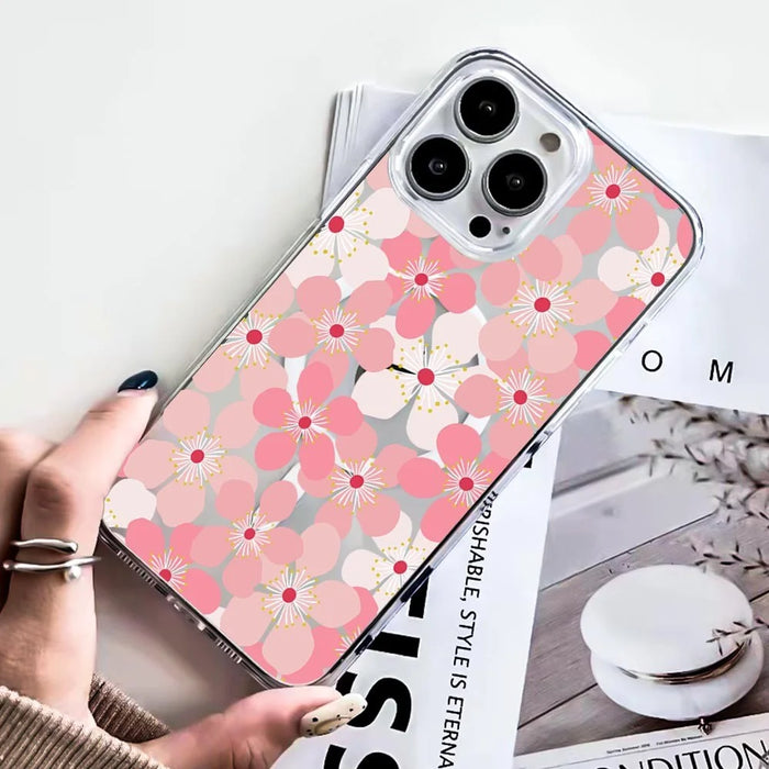 For iPhone 15 Pro Max Case Compatible with MagSafe Flower Pattern Printing TPU+PC Phone Cover - Style H - 2