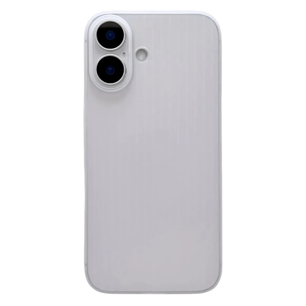 For iPhone 16 Case Corrugated Design Hard PC Phone Cover - Transparent - 1
