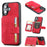For iPhone 16 Case Wallet Card Slot TPU+PU Leather Back Phone Cover - Red - 1