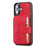 For iPhone 16 Case Wallet Card Slot TPU+PU Leather Back Phone Cover - Red - 5