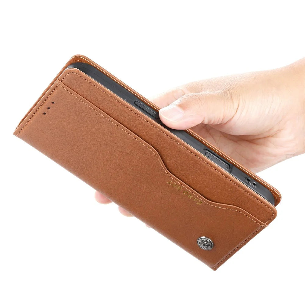 For iPhone 16 Plus Cell Phone Case Magnetic Closing PU Leather Stand Cover - Black - 4