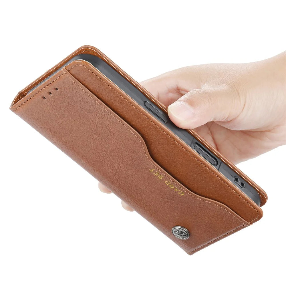 For iPhone 16 Pro Cell Phone Case Magnetic Closing PU Leather Stand Cover - Black - 4