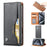 For iPhone 16 Pro Max Cell Phone Case Magnetic Closing PU Leather Stand Cover - Black - 1